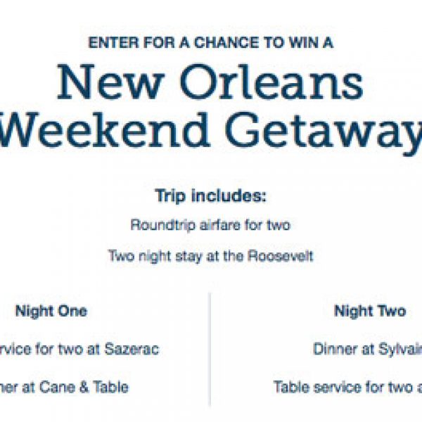 Win a 2-night trip for two to New Orleans worth $2,633!