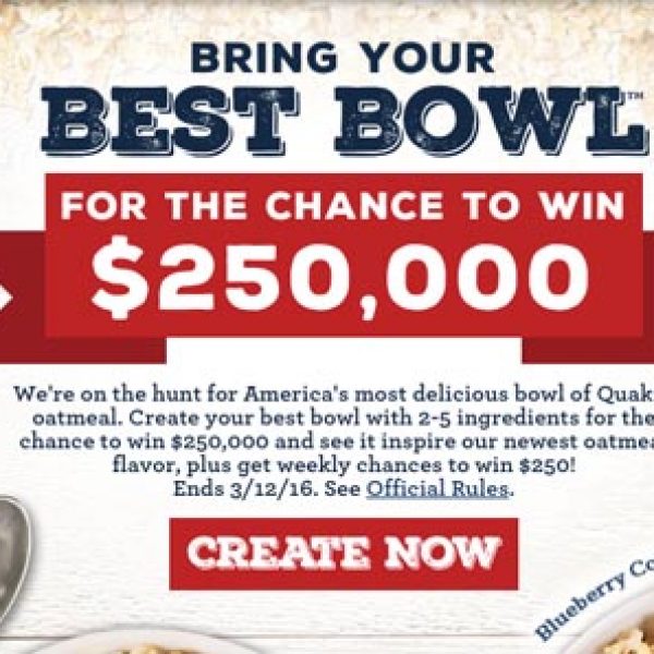 Win $250,000 from Quaker Oatmeal!