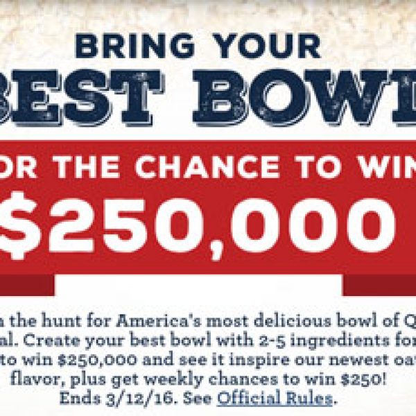 Win Cash Prizes of $250,000, $5,000 or $250 from Quaker Oats