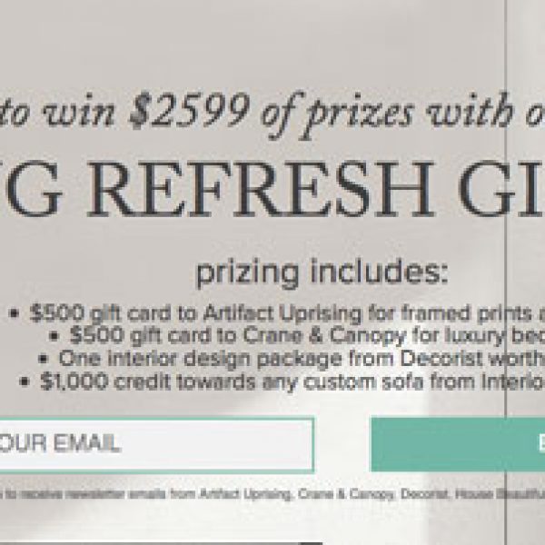 Win a $2600 Home Shopping Spree from Crane and Canopy