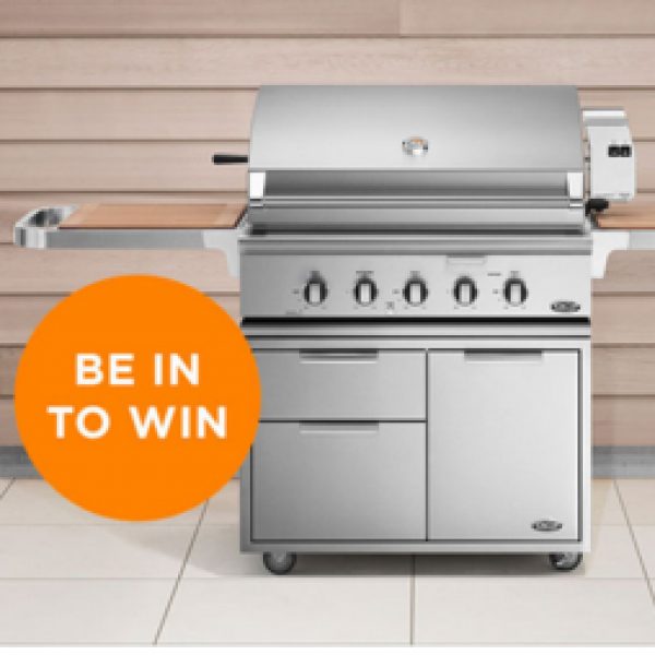 Win an outdoor grill with rotisserie and grill cart!