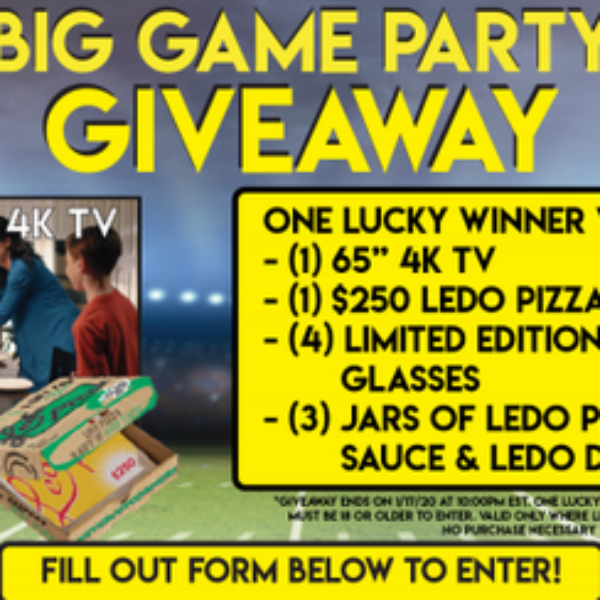 Expired! Ledo Pizza: Win a 65″ 4K TV, $250 Ledo Pizza Gift Card, and more