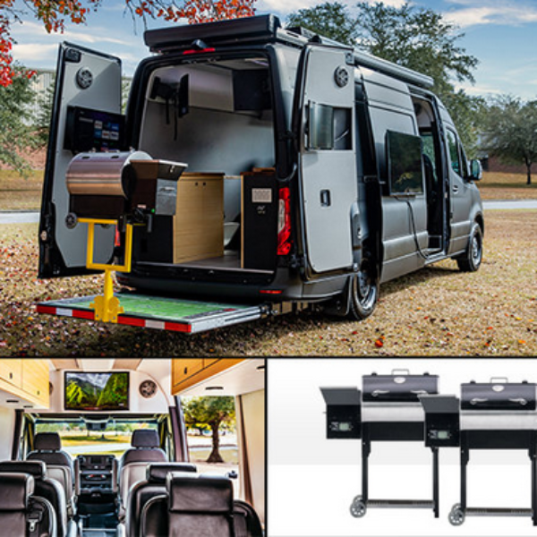 FOX Sports Radio: Win a Mercedes-Benz Van that includes one 55” television, five 27” monitors, and 2 wood pellet grills