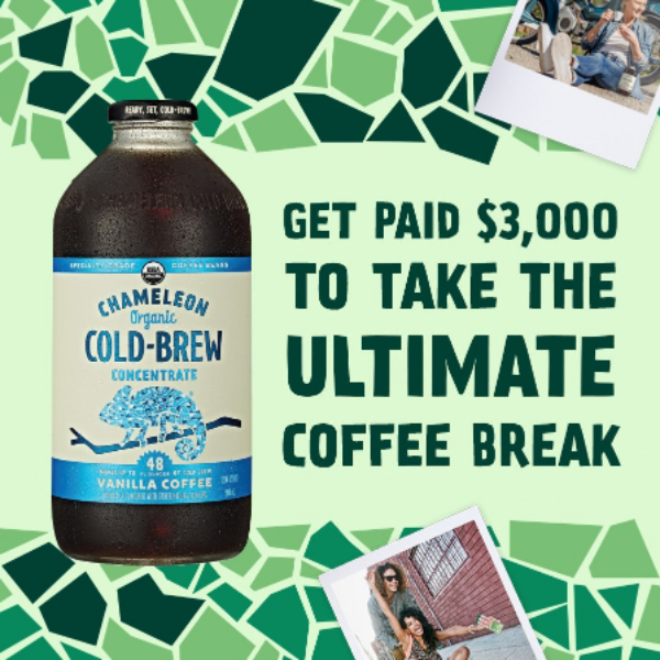 Chameleon Coffee Break: Win $3,000 and 10 cases of Organic Cold-Brew Coffee