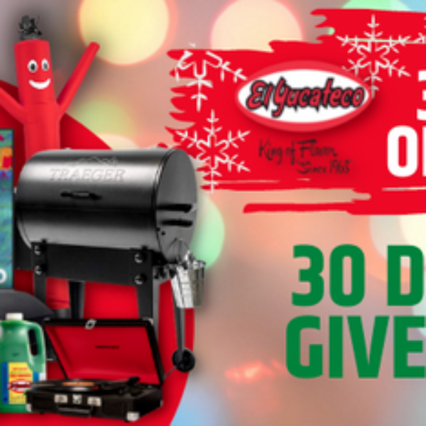 El Yucateco 30 Days Flavor: Win a TCL 50″ TV, Apple Watch, Ooni pizza oven, Traeger portable grill, Yeti cooler and More